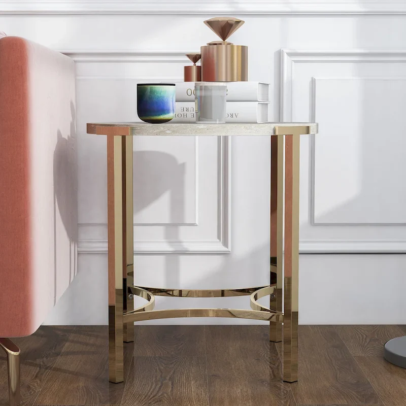 Brickelle Glam 24-inch Faux Marble End Table by Furniture of America