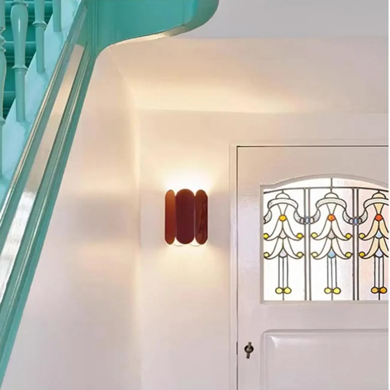 Mini Hardwired Modern Red Up & Down Wall Sconce in Geometric