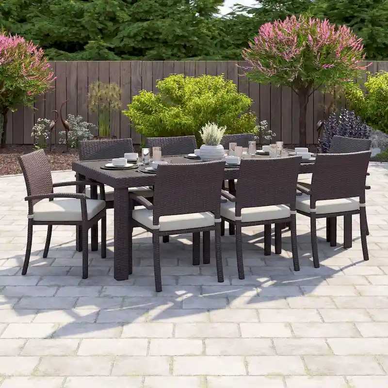Portofino Comfort 9 Piece Sunbrella Outdoor Patio Dining Set