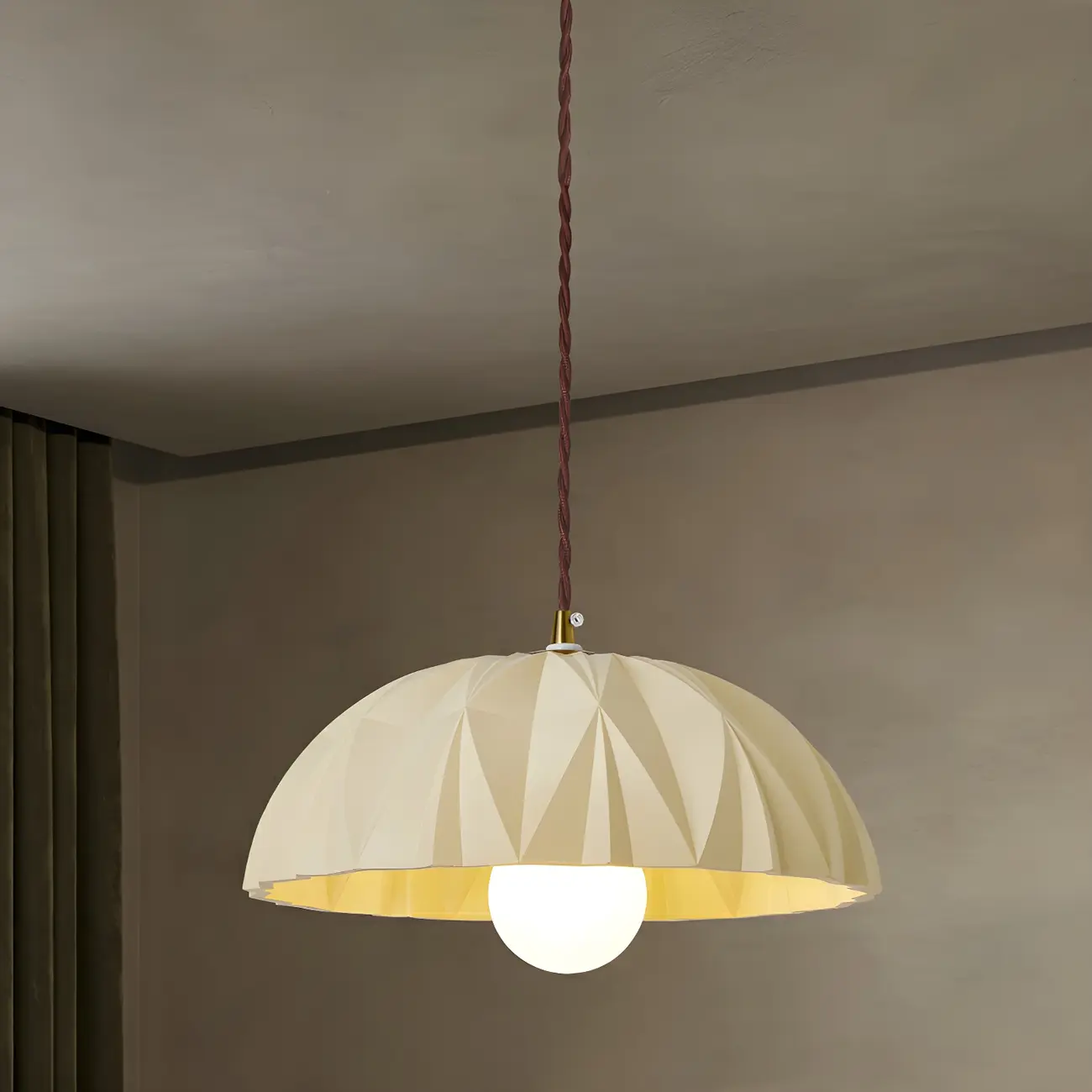 Modern 2-Light Cream Resin Bowl Pendant Light for Kitchen Island