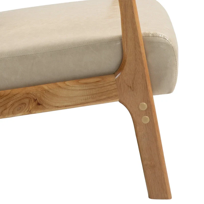 Mid-Century Modern Upholstered Accent Chair with Wood Frame