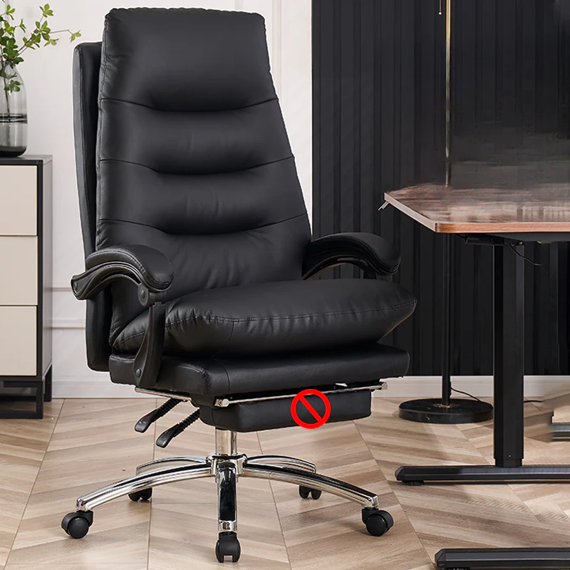 Reclining Beige Leather Adjustable Swivel Office Chair