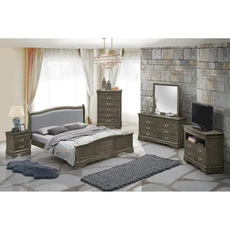 Cappuccino / White / Cherry / Black / Grey Traditional Wood King Panel Bed – 2 Person