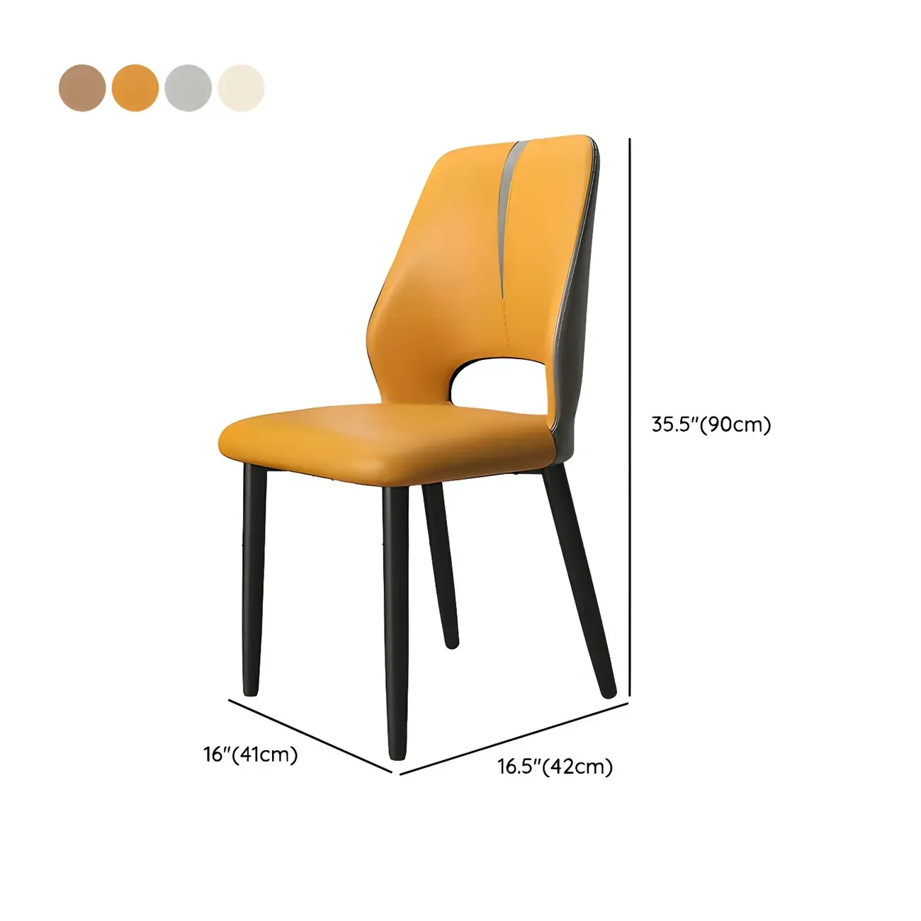 Faux Leather Wingback Metal Legs Dining Chairs