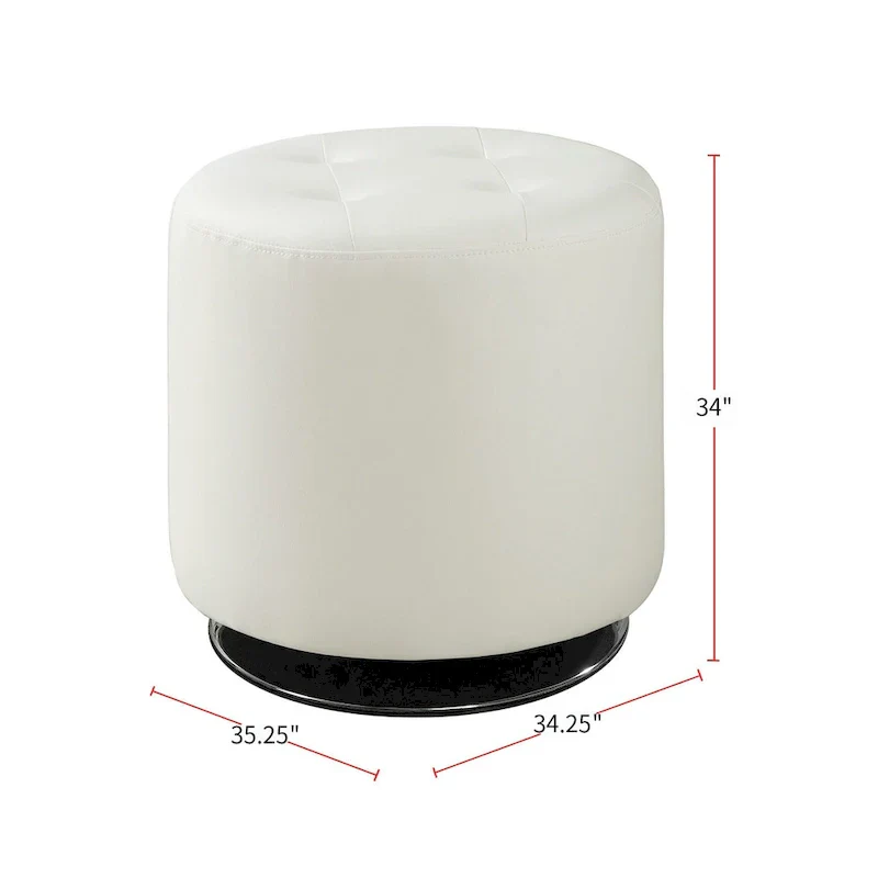 Round Leatherette Upholstered Ottoman