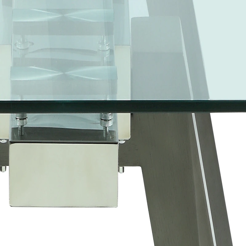 Somette Modern Dining Set with Extendable Glass Table & 2-Tone Chairs