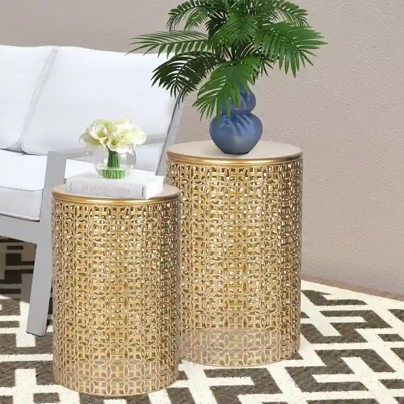 Black, Modern Round End Tables, Set of 2