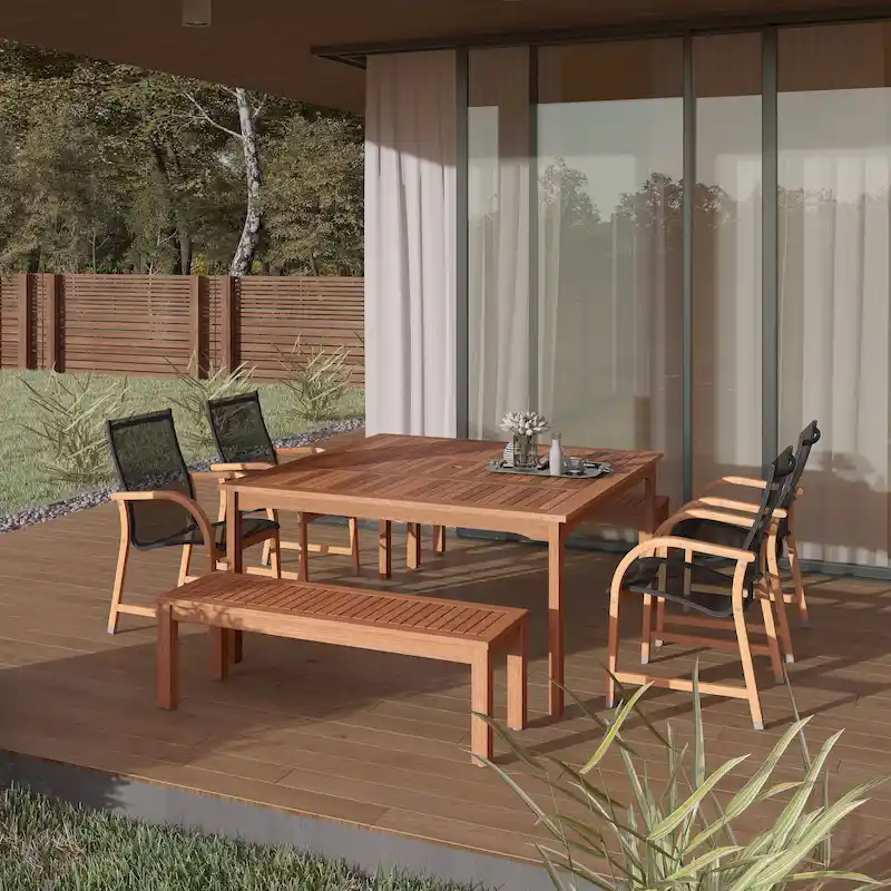 Amazonia Piccola FSC Wood 7pc Outdoor Patio Dining Set - 7 Piece