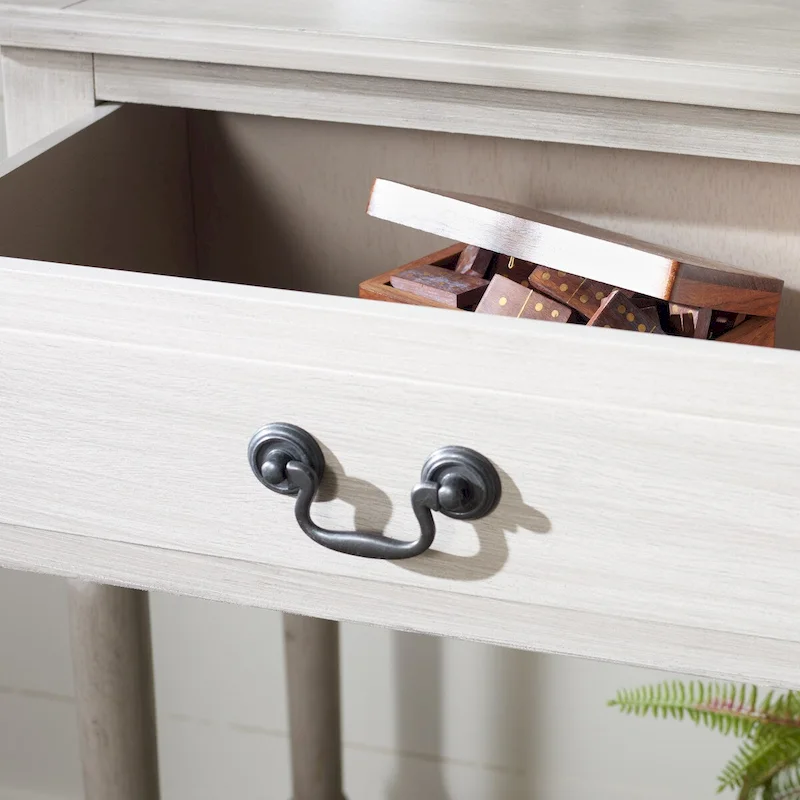 2-Drawer Console Table | Greige / Brown / Black / Distressed White | 35.5