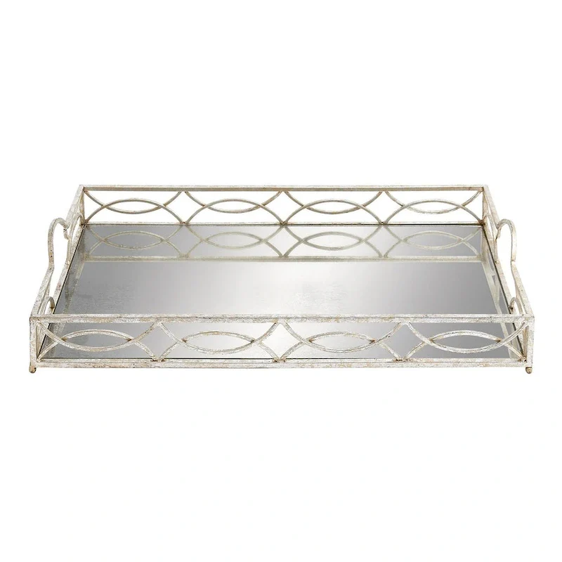 Metal Mirrored Tray - Silver - Roche River Decor