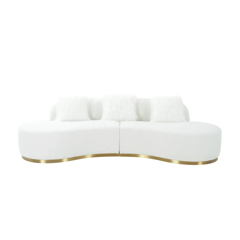 Pasargad Home Simona Curved Sofa with 3 Pillow Included