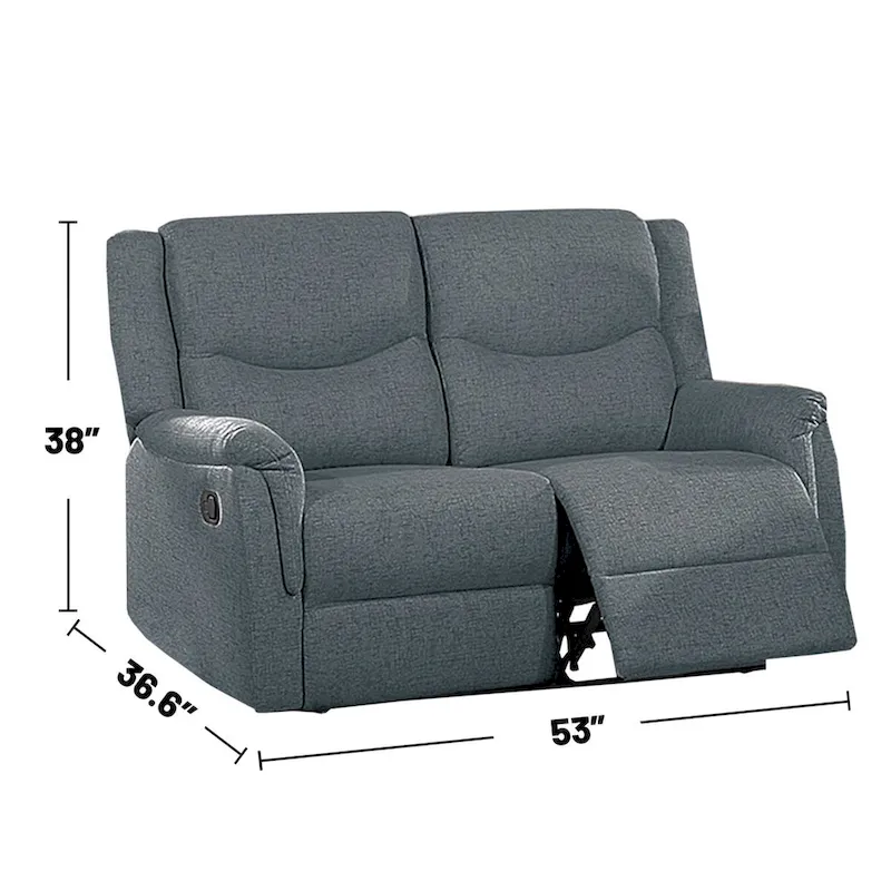 Burlap-Like-Fabric Upholstered Manual Motion Reclining Loveseat