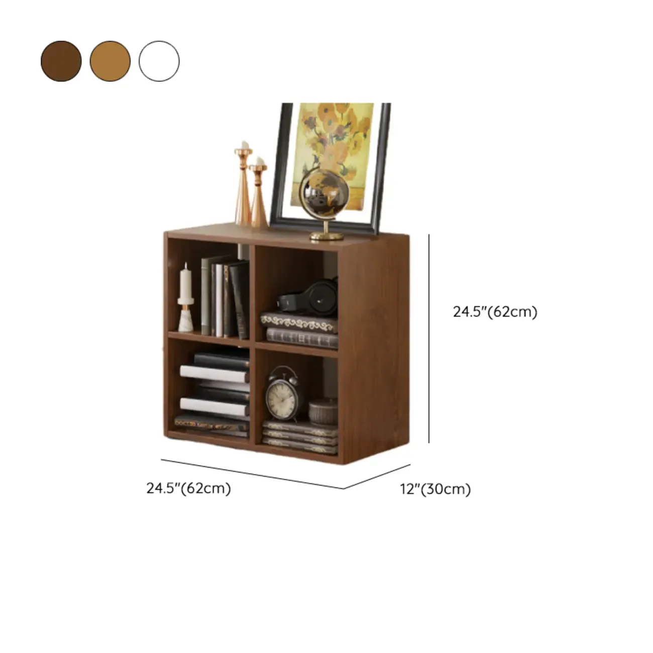Classic Brown Cherry Wood Open Back Cube Bookcase