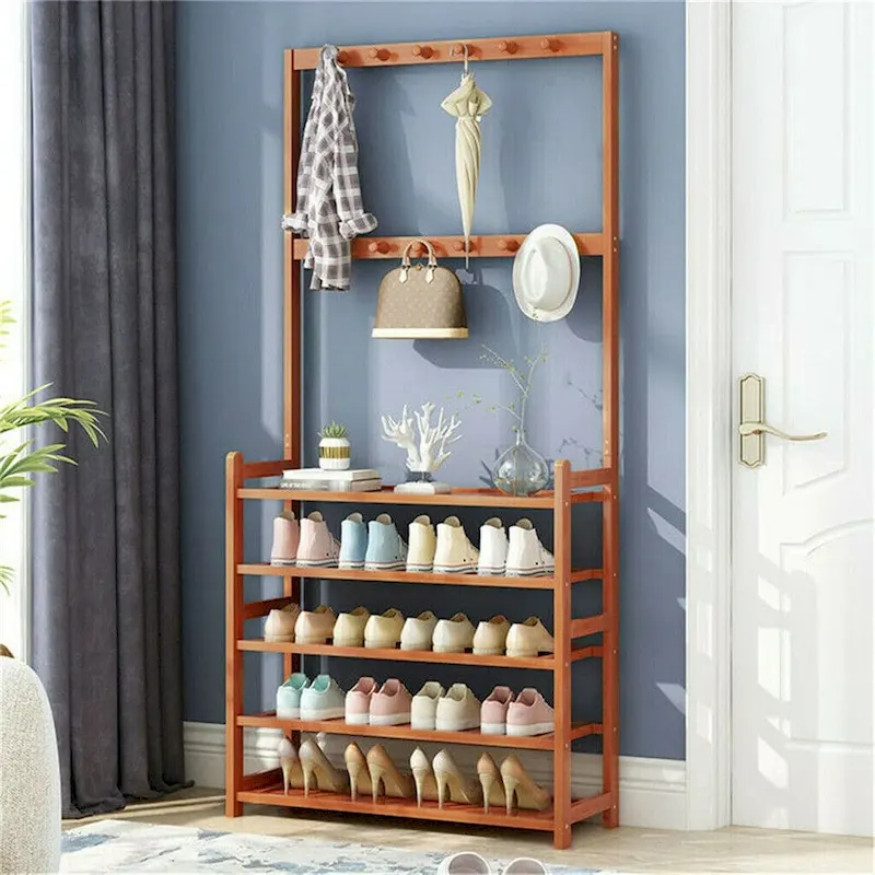 Entryway Shoes Rack Stand Storage Shelf Bamboo