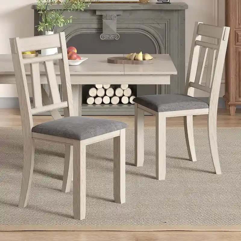 Solid Wood Dining Chair with Linen Fabric Seating