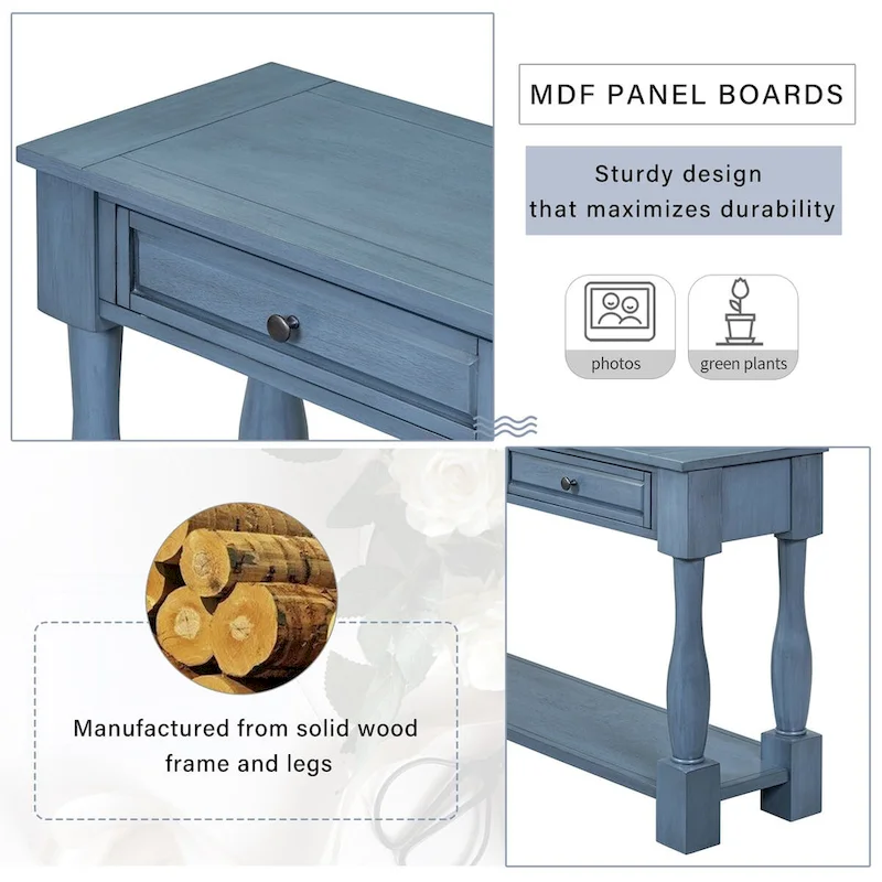 63inch Console Table,Long Sofa Table with Drawers and Shelf,French Country Entryway Table