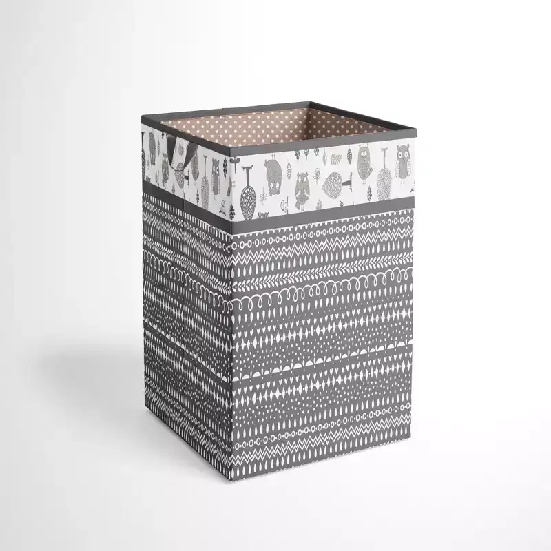 Bacati - Owls Gray/Beige Neutral Collapsible Laundry Hamper