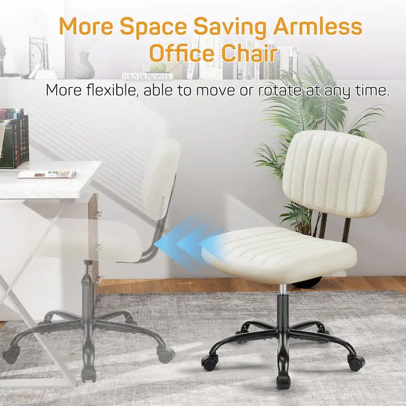 Comfy PU Leather Upholstered Office Chair, Home Desk Chair with Arms & Adjustable Swivel