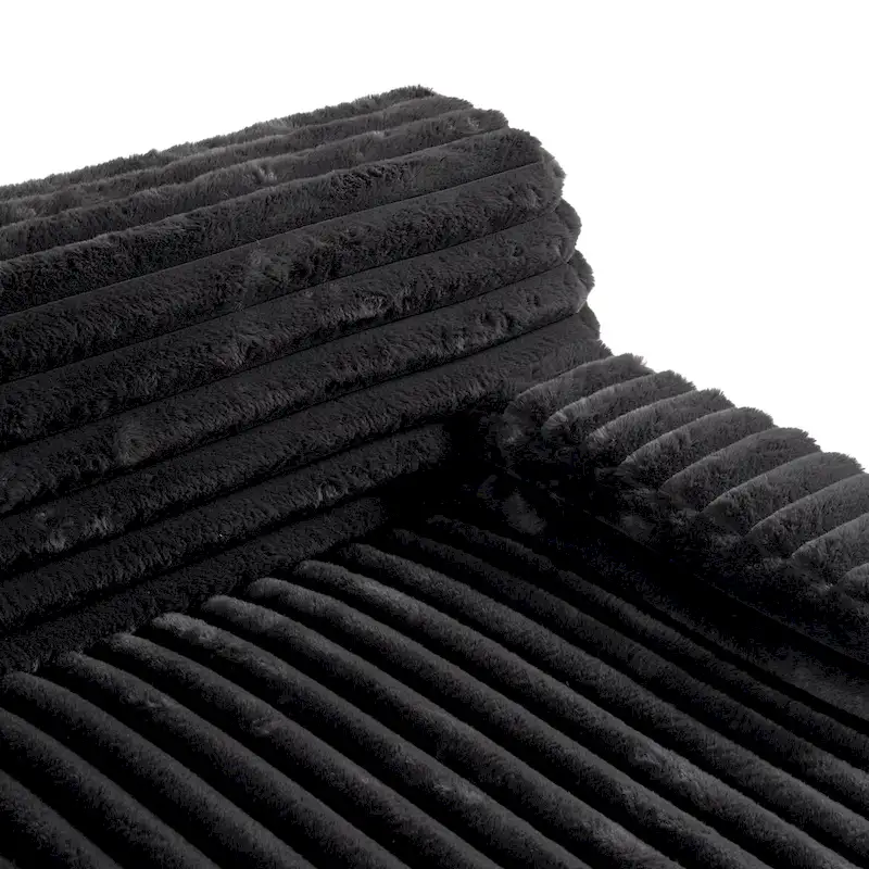 110 Faux Fur Cloud 3-Seater sat L-Shaped Sectional Sofa with Two Included Throw Pillows