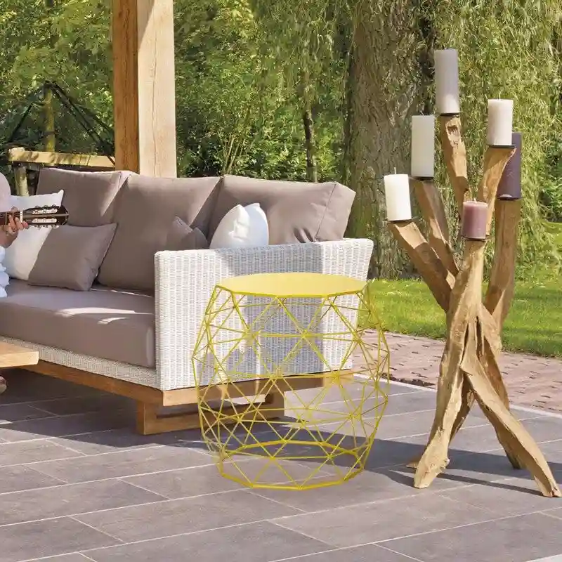 Adeco Accents Geometric Iron Side Table