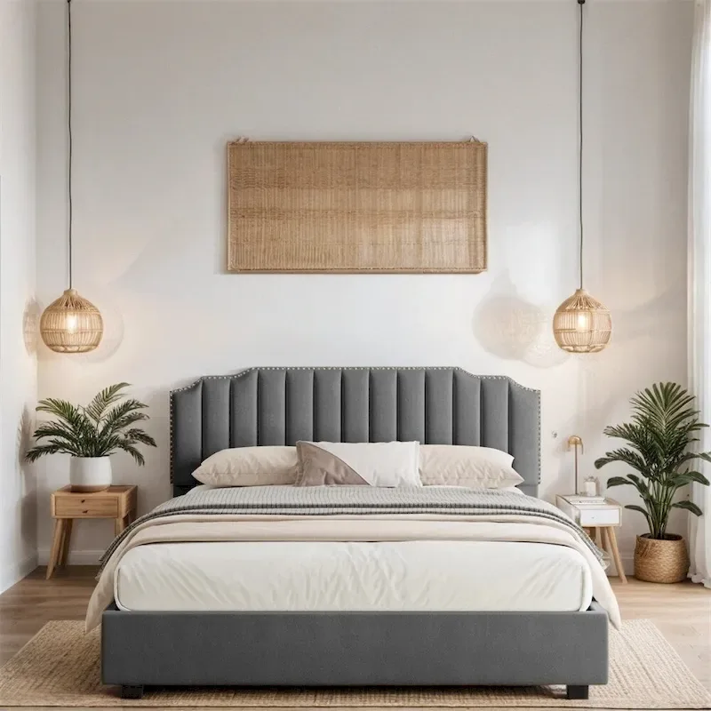 Full Size Velvet Wood Frame Lift Up Platform Bed with Storage