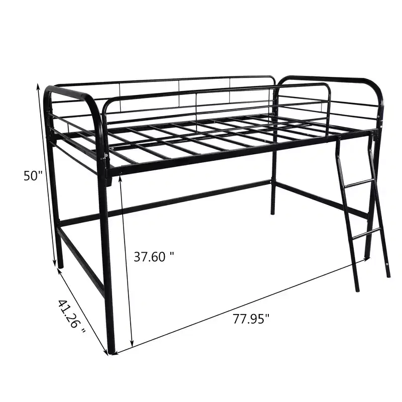 Bellemave Metal Twin Loft Bed , Twin Size High Loft Bed Black