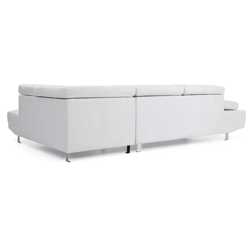 Adjustable Faux Leather L Shape Sectional Sofa - 109 - White