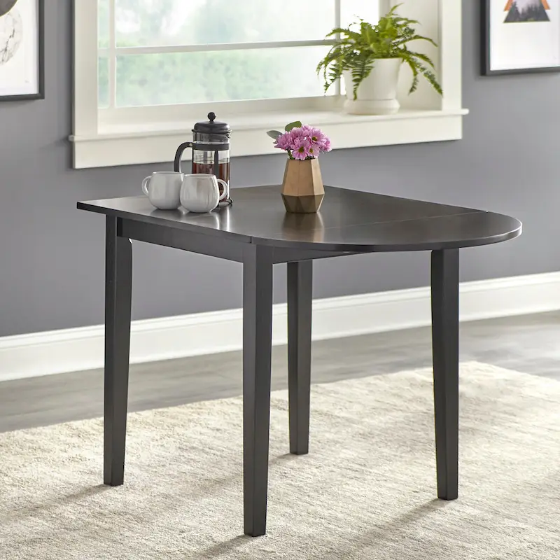 White/Natural & Black Drop-Leaf Dining Table, Seats up to 3