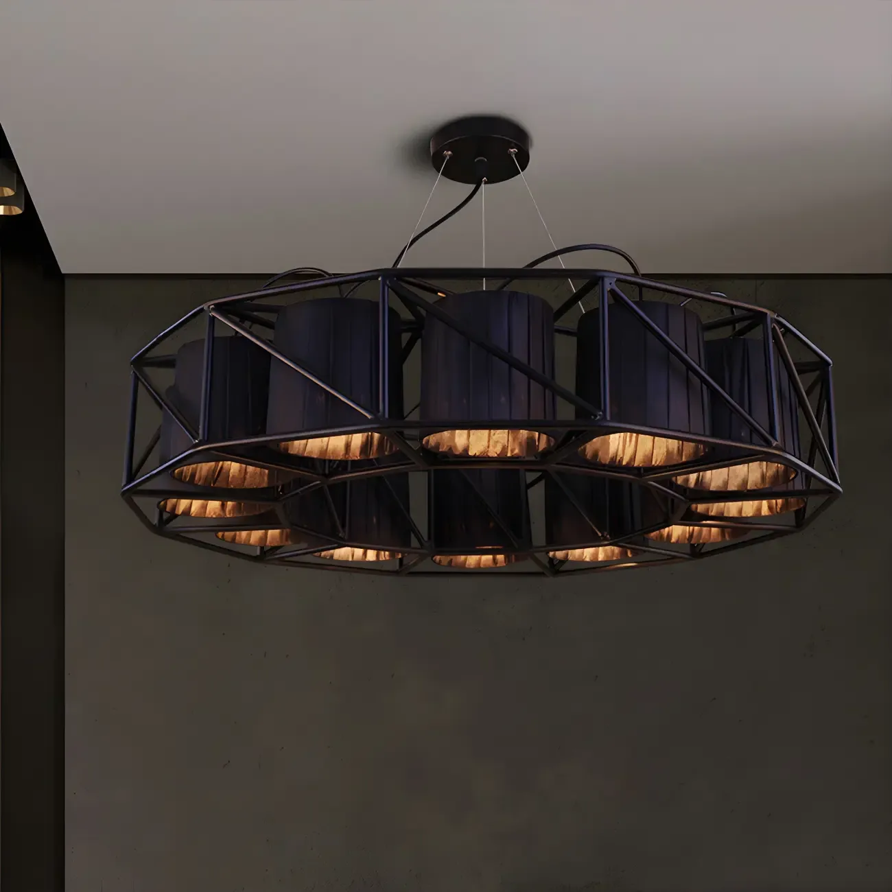 Black Metal Geometric Modern Chandelier Light