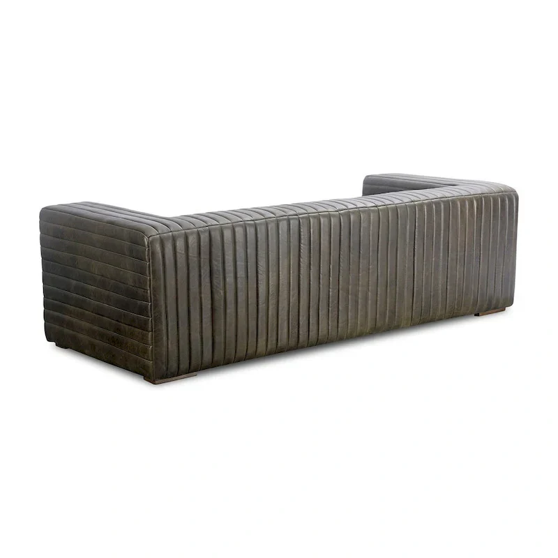 Aurelle Home Caolo Modern Channel-Stitched Leather Sofa
