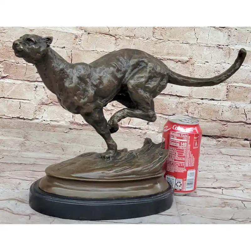 Running Panther Puma Mountain Imitative Lion Bronze Sculpture Statue Wildlife Original Art