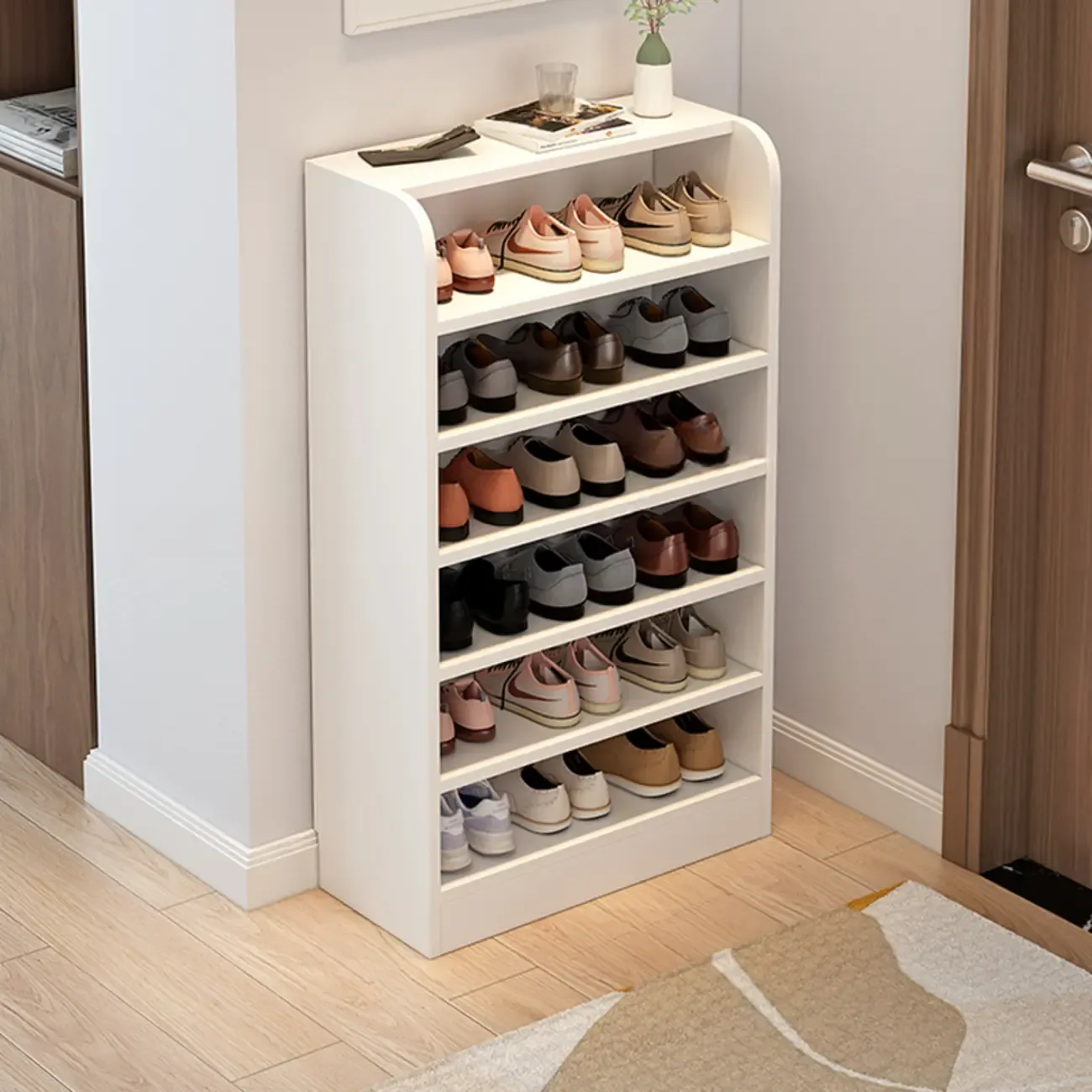 Functional Adjustable Multi-Layer Wooden Shoe Rack Organizer