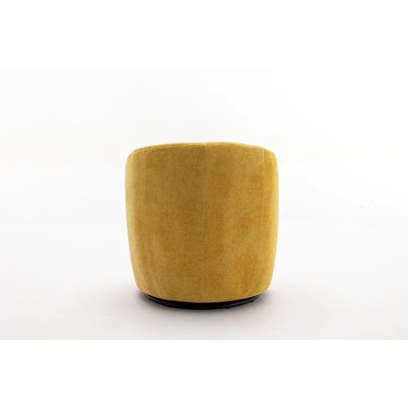 Yellow Chenille Modern 25.6 Swivel Barrel Chair with Metal Ring