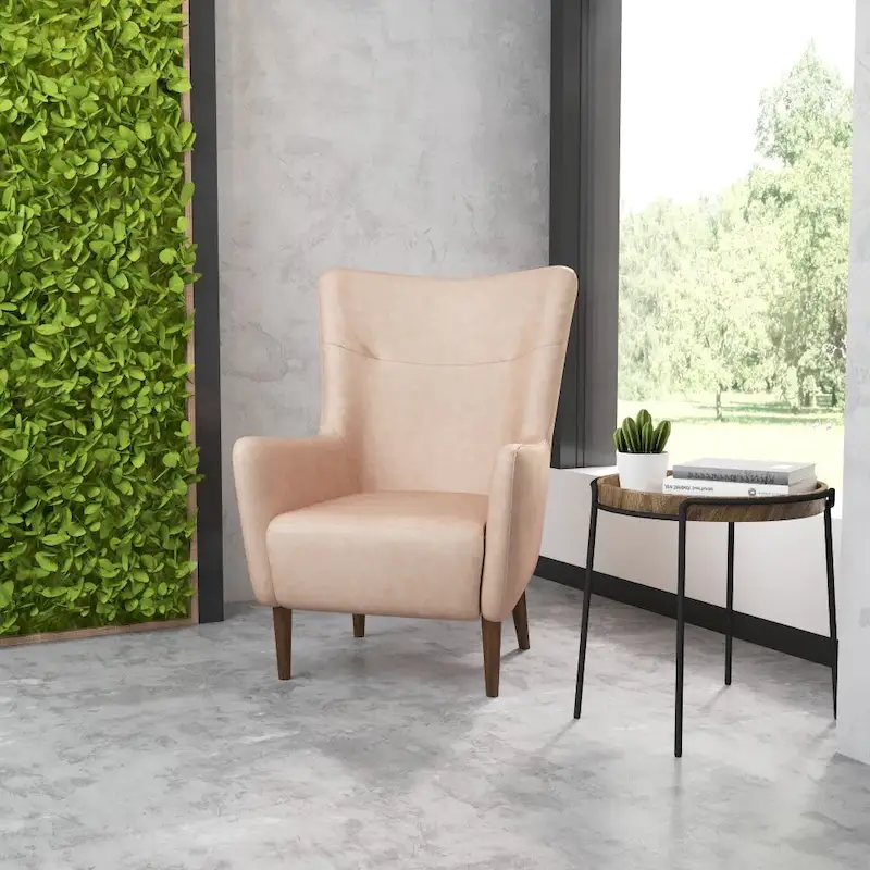 Commercial Upholstered Wingback Accent Chair with Wooden Frame and Legs - 33.25D x 29.75W x 41.25H