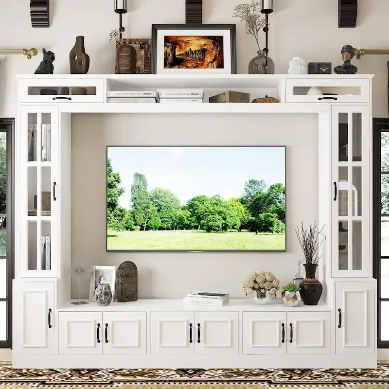 White Modern TV Entertainment Center for up to 65