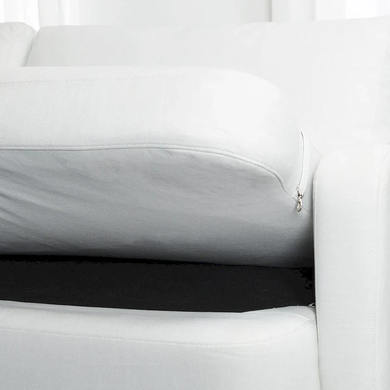 KINWELL 3-Seater Linen Upholstered Deep Seat Sofa with Flippable Cushions, 90 W