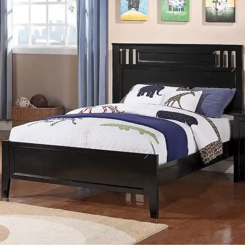 Appealing Full Bed Wooden Finish Black