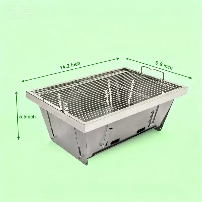 Foldable Portable Charcoal BBQ Grill, Compact Outdoor Barbecue Set for Picnic, Camping, Patio, Backyard, and Travel Cooking