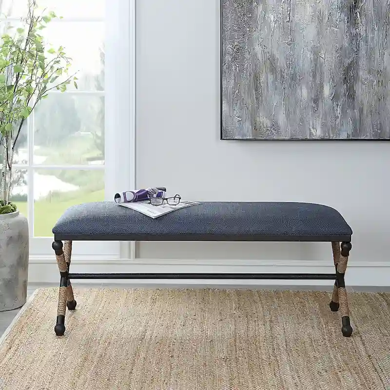 Uttermost Firth Rustic Navy Bench - 48W x 21H x 16D