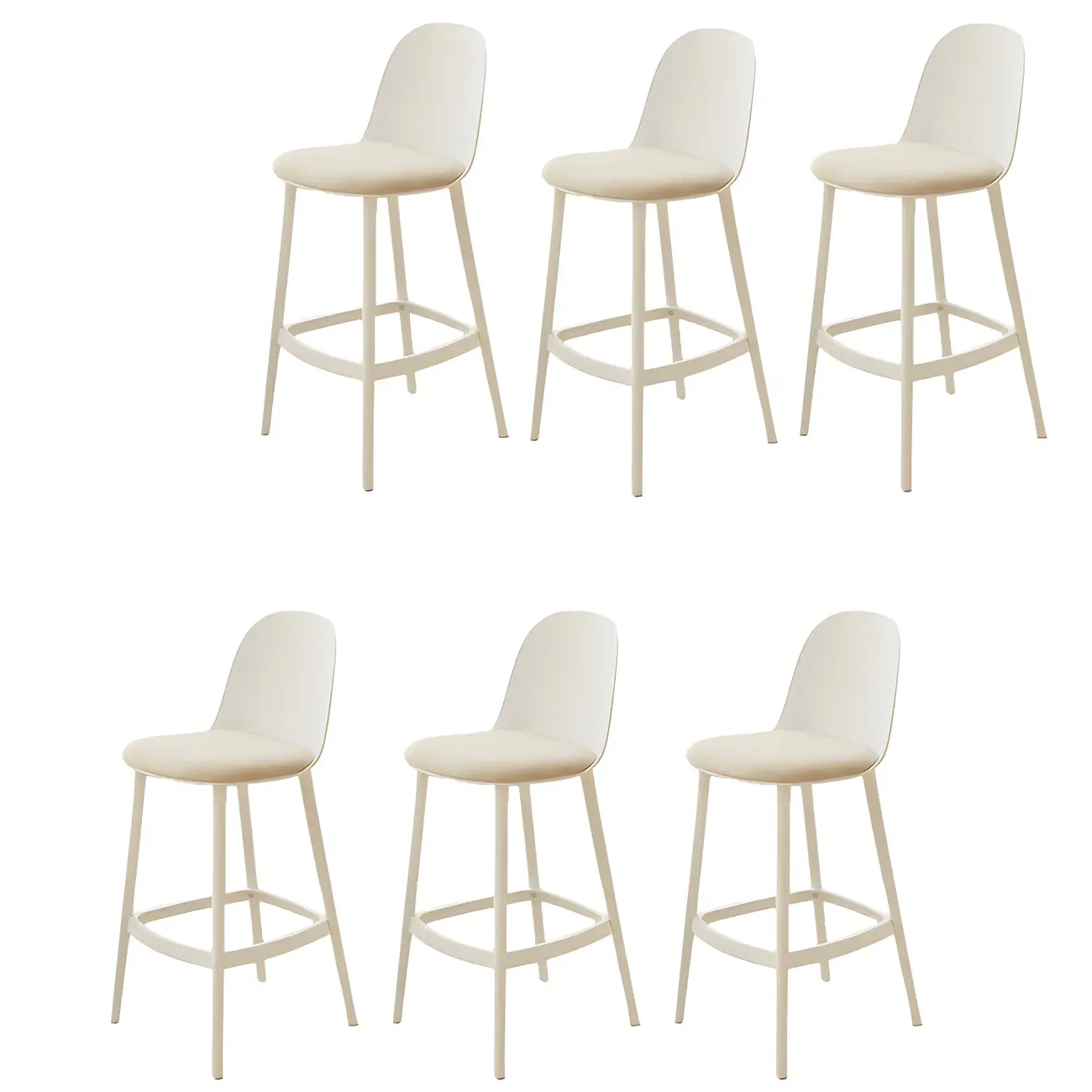 Modern Plastic Upholstered Bar Stool with Footrest