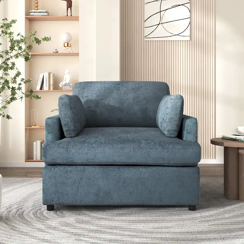 37  Accent Chair with Plastic Legs and Decorative Pillows