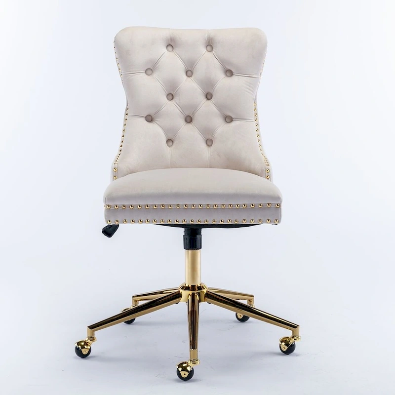 Office Chair with Wheels, Adjustable Height, Velvet Upholstered Tufted Button Computer Desk Chair Swivel