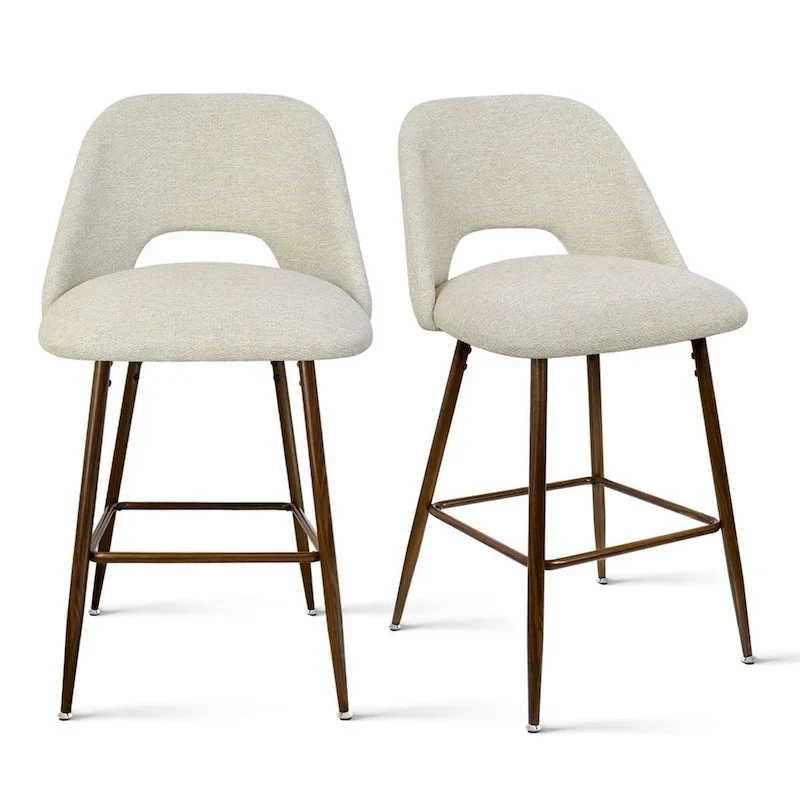 Upholstered Modern Bar Stool Walnut Leg