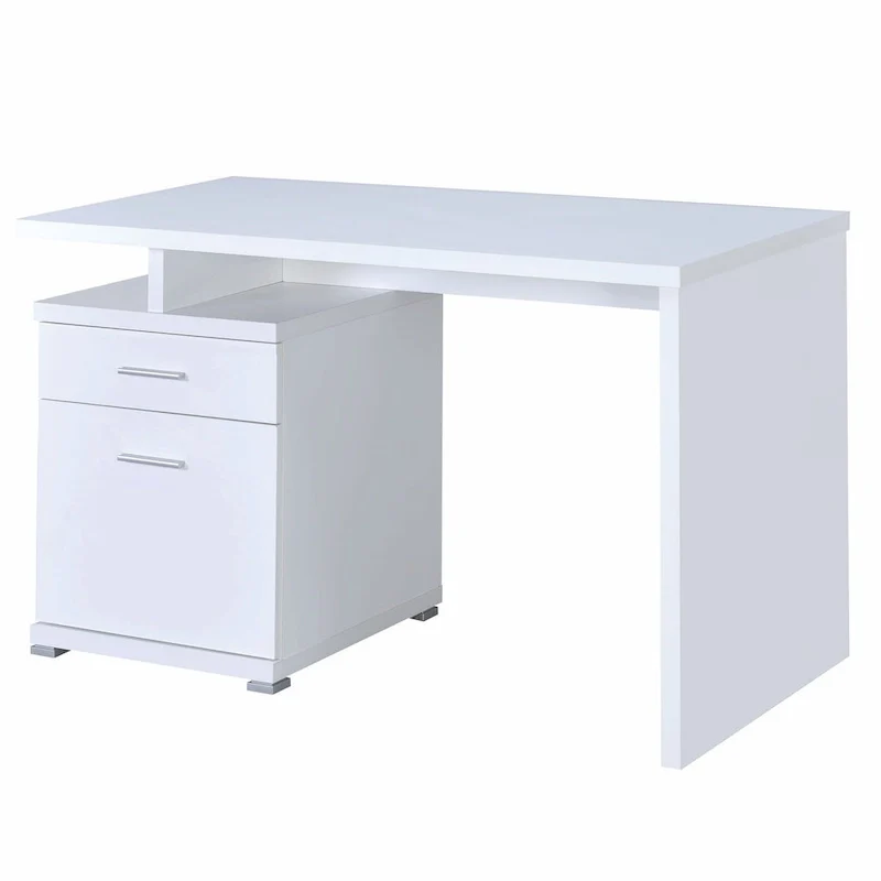 Modern Design Home Office White Desk with File Cabinet Drawers