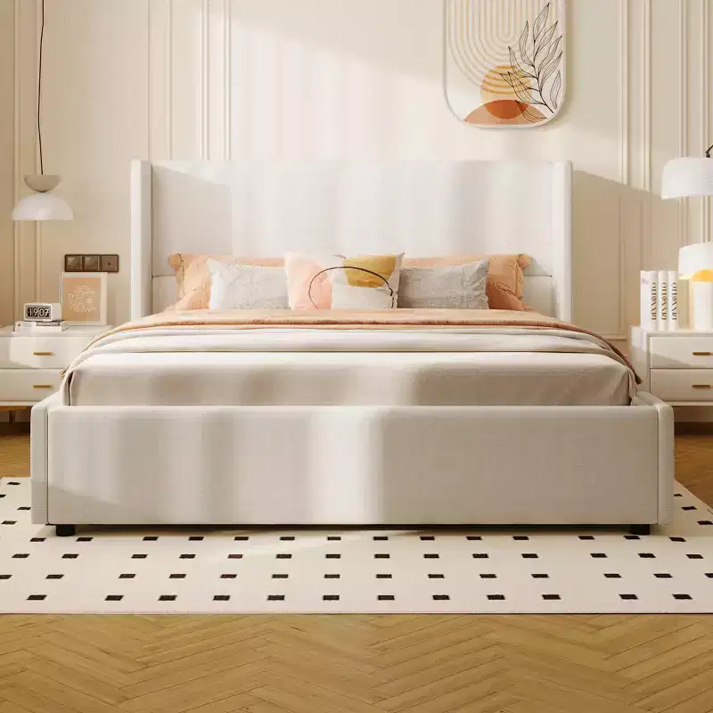 Christopher Knight Home Octavia Modern Upholstered Bed with Tall Headboard, White