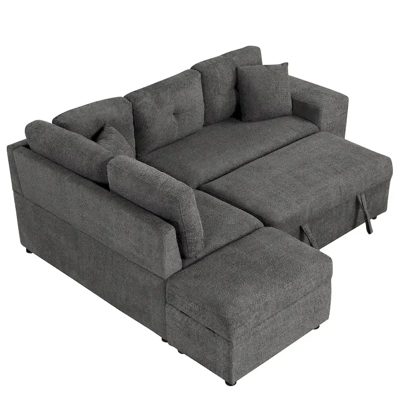 87.7 Convertible Sectional Pull Out Sofa Bed