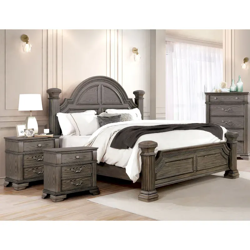Stroh Traditional Wood 3-piece Poster Bedroom Set with USB by Furniture of America