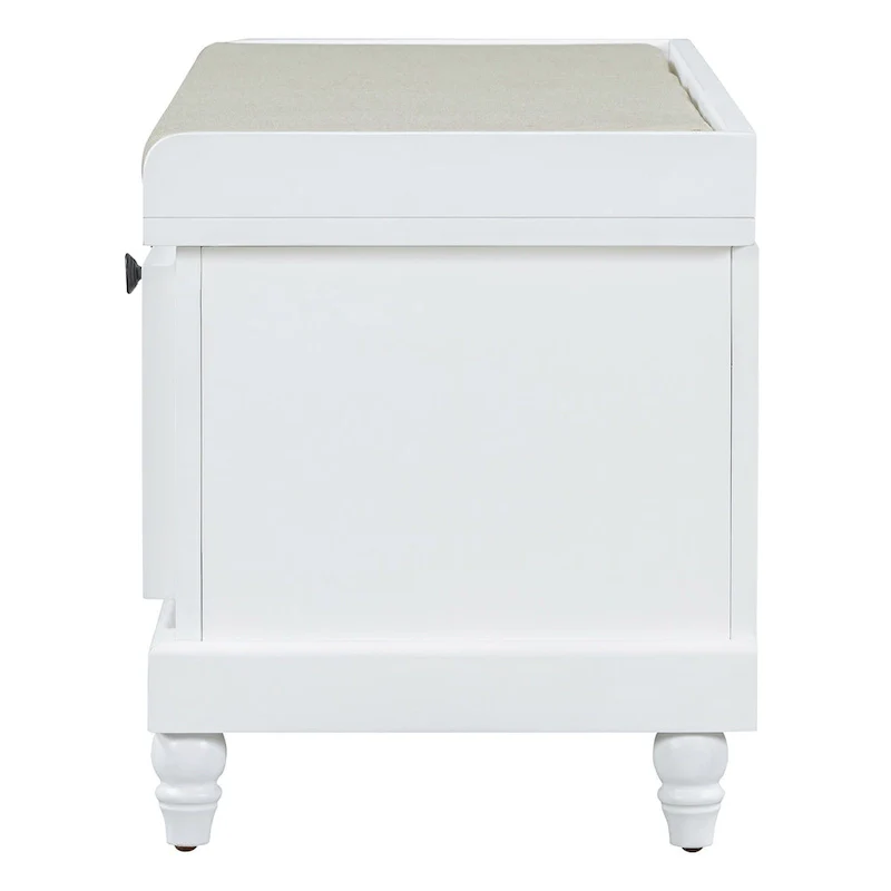 Classic Fluted Shoe Bench with Cushion & 3 Drawers