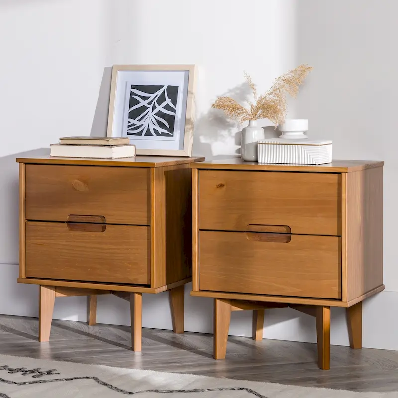 Middlebrook Mid-Century Solid Wood 2-Drawer Nightstand, Set of 2