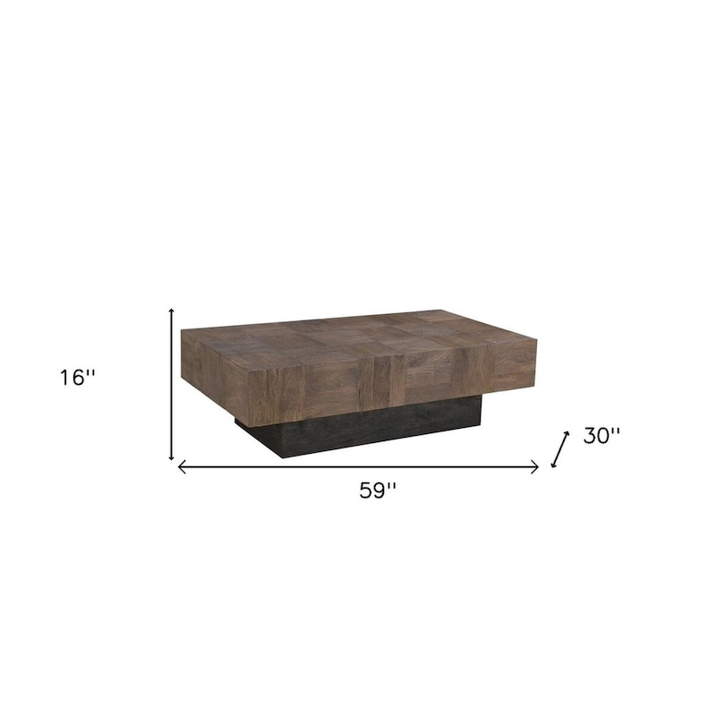 HomeRoots 59 Dark Brown And Black Solid Wood Coffee Table - 59